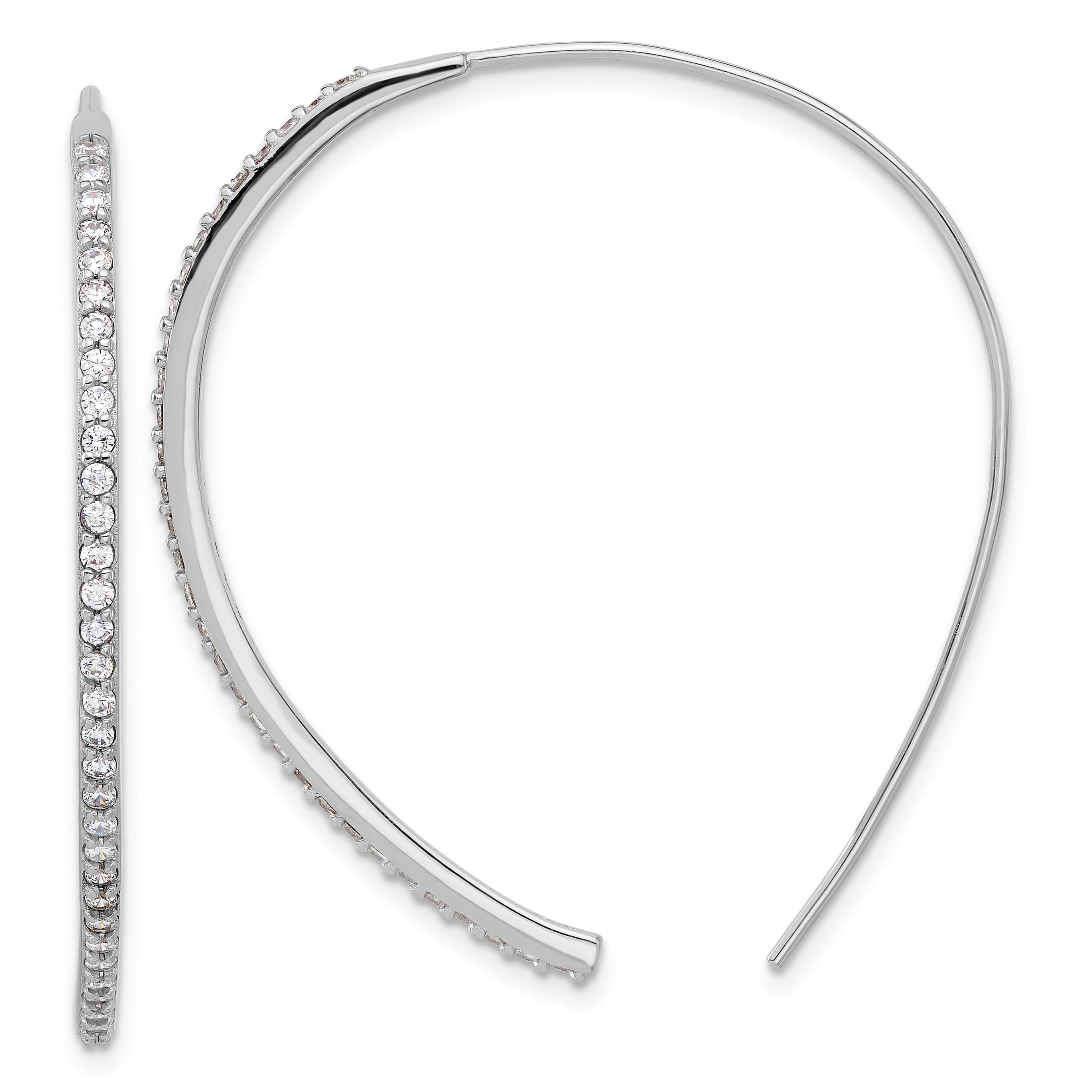 Cheryl M Sterling Silver Rhodium-plated Brilliant-cut CZ Threader Earrings Main image