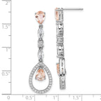 Cheryl M Sterling Silver Rhodium-plated Fancy Brilliant-cut Simulated Morganite/ White Marquise-cut and Brilliant-cut CZ Teardrop Post Dangle Earrings