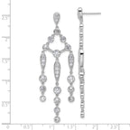 Cheryl M Sterling Silver Rhodium-plated Brilliant-cut Bezel CZ Chandelier Post Dangle Earrings