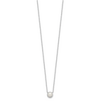 Cheryl M Sterling Silver Rhodium-plated Button Freshwater Cultured Pearl and Brilliant-cut CZ Halo 18 Inch Necklace