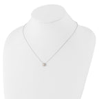 Cheryl M Sterling Silver Rhodium-plated Button Freshwater Cultured Pearl and Brilliant-cut CZ Halo 18 Inch Necklace
