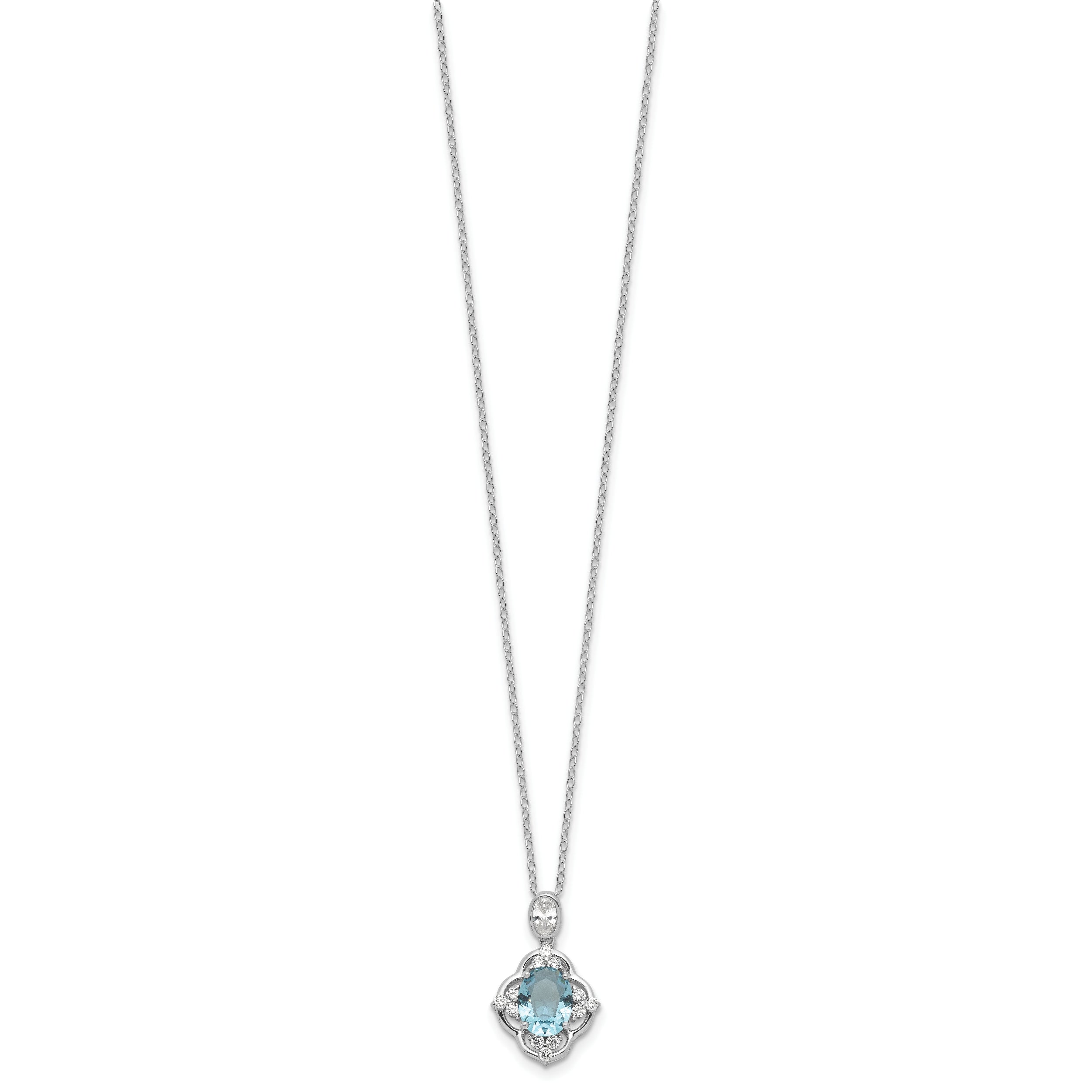Cheryl M Sterling Silver Rhodium-plated Brilliant-cut Blue Glass and White CZ 18 Inch Necklace