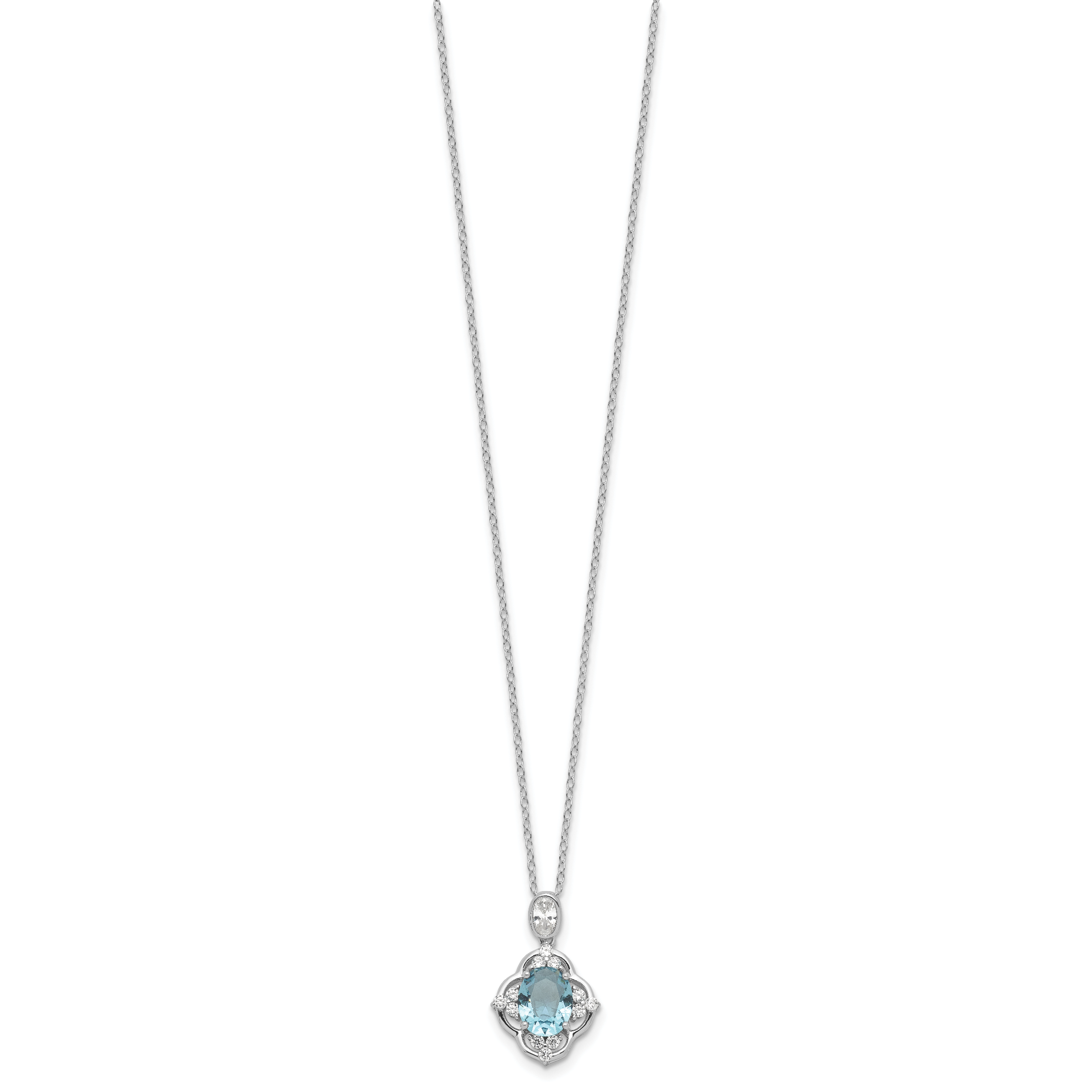 Cheryl M Sterling Silver Rhodium-plated Brilliant-cut Blue Glass and White CZ 18 Inch Necklace Secondary image