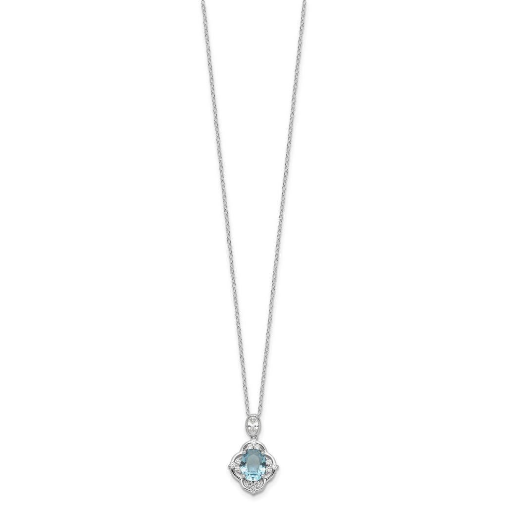 Cheryl M Sterling Silver Rhodium-plated Brilliant-cut Blue Glass and White CZ 18 Inch Necklace