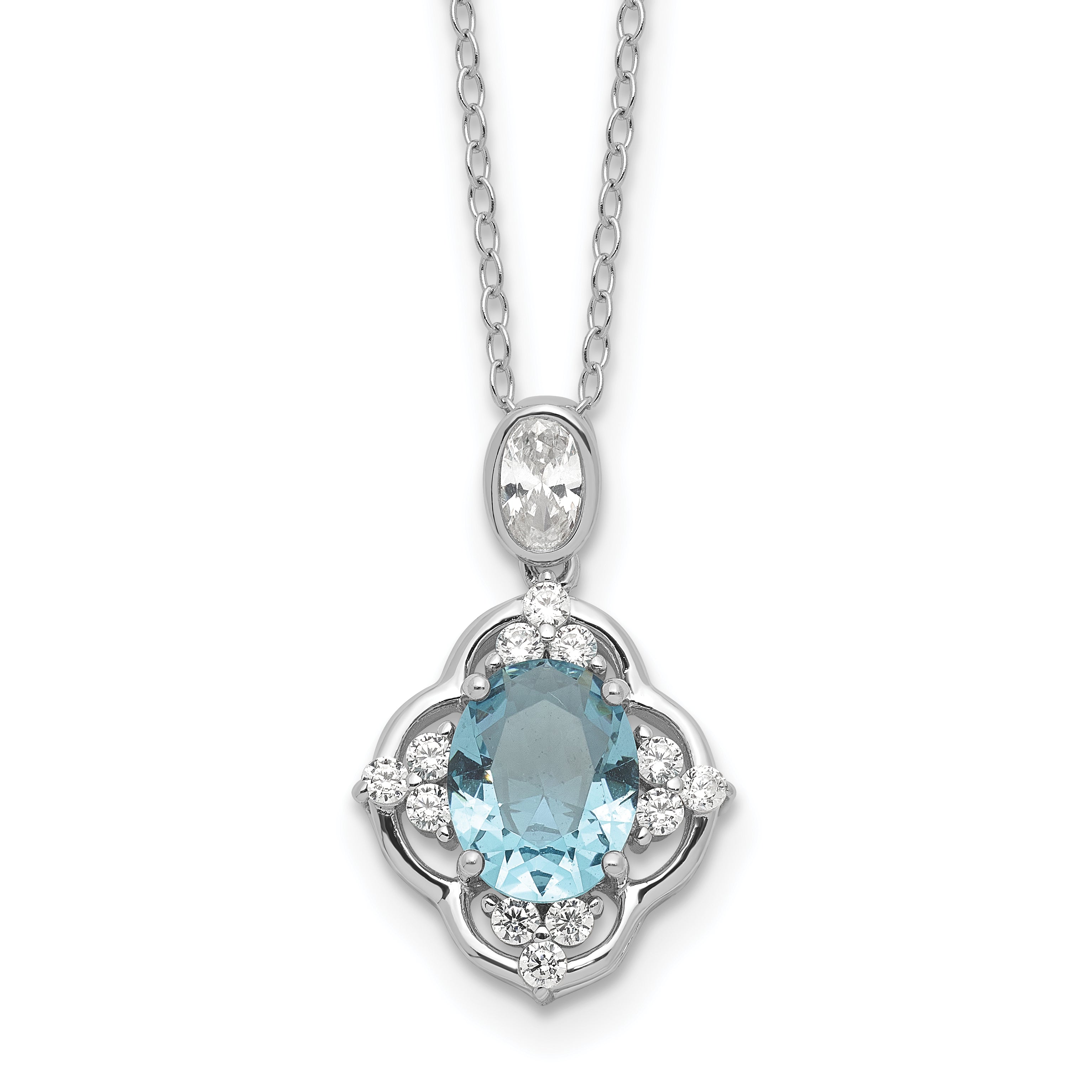 Cheryl M Sterling Silver Rhodium-plated Brilliant-cut Blue Glass and White CZ 18 Inch Necklace Main image