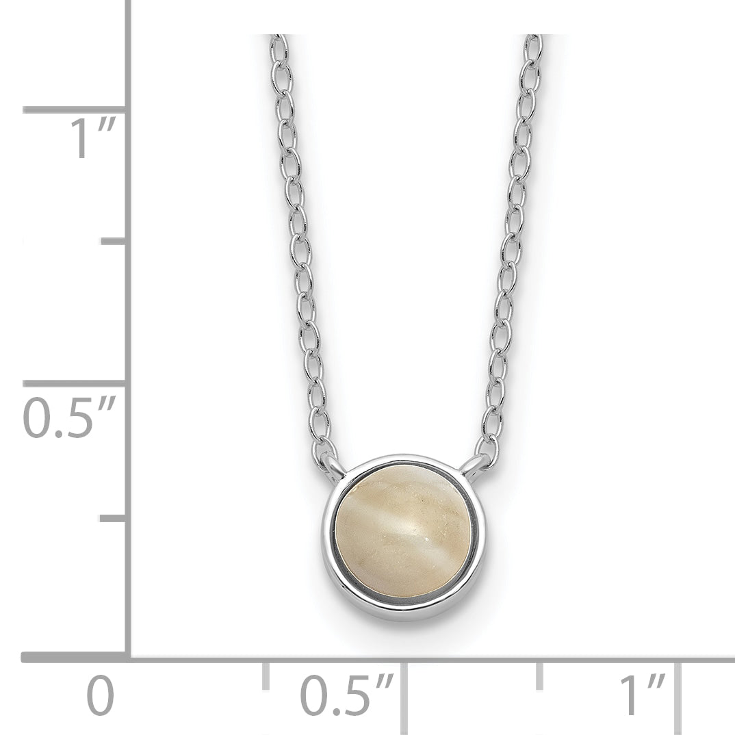 Cheryl M Sterling Silver Rhodium-plated Cabochon Mother of Pearl 18 Inch Necklace