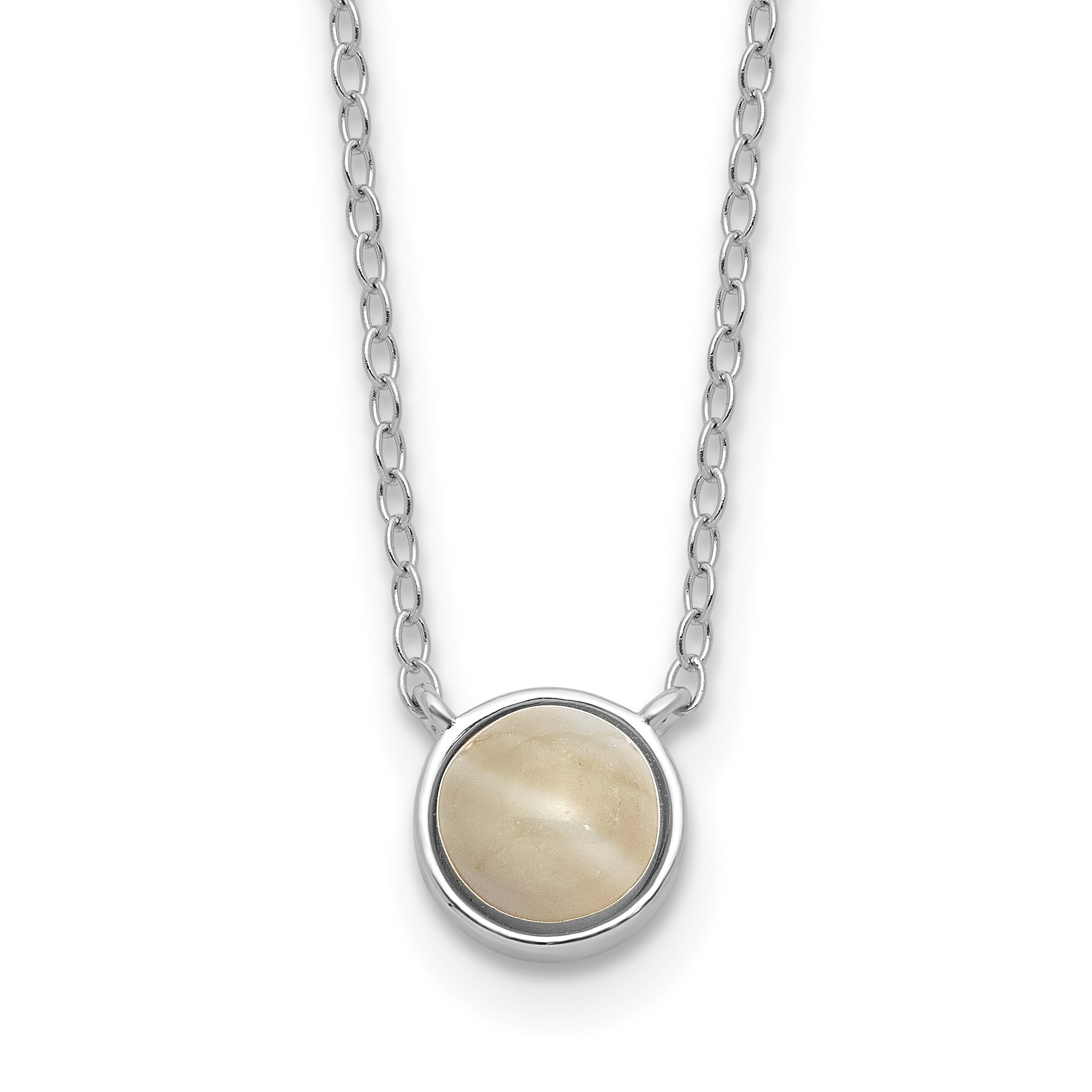 Cheryl M Sterling Silver Rhodium-plated Cabochon Mother of Pearl 18 Inch Necklace