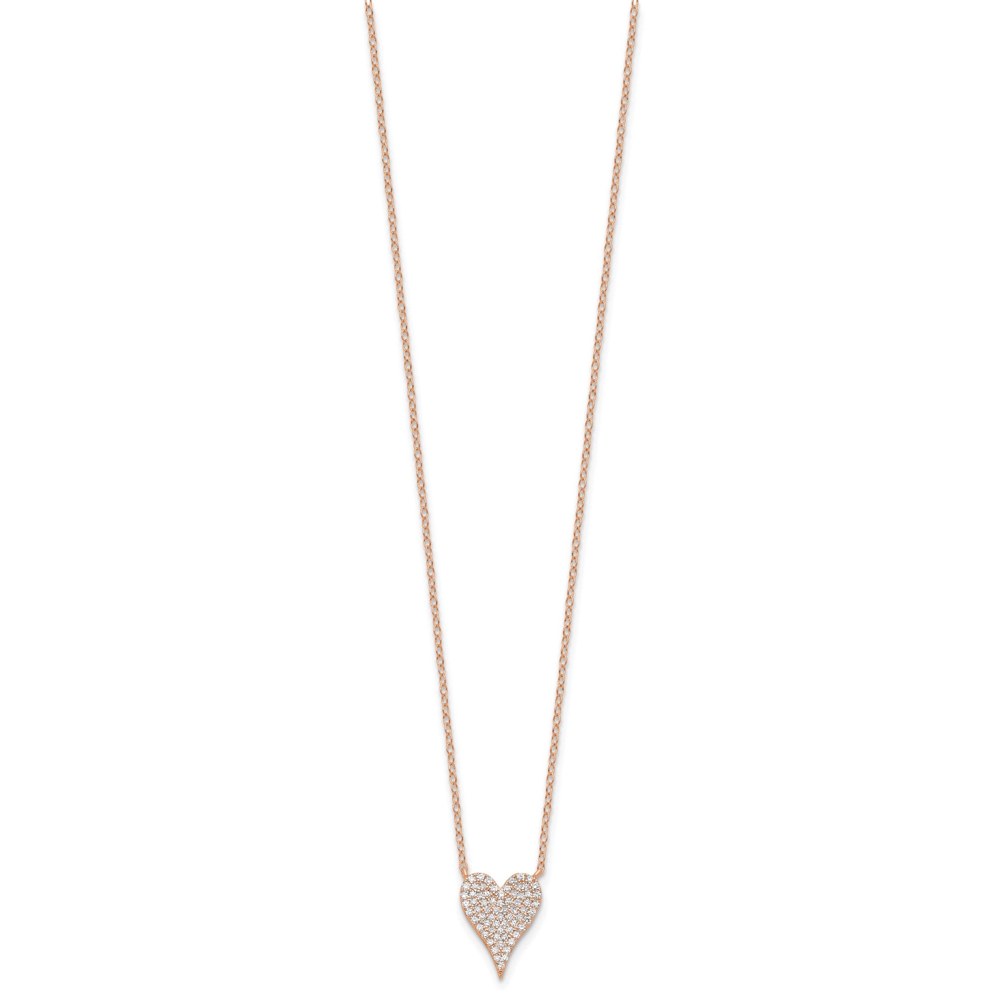 Pave Cubic Zirconia Heart Necklace in Rose Gold-Plated Sterling Silver, 18 Inch Secondary image