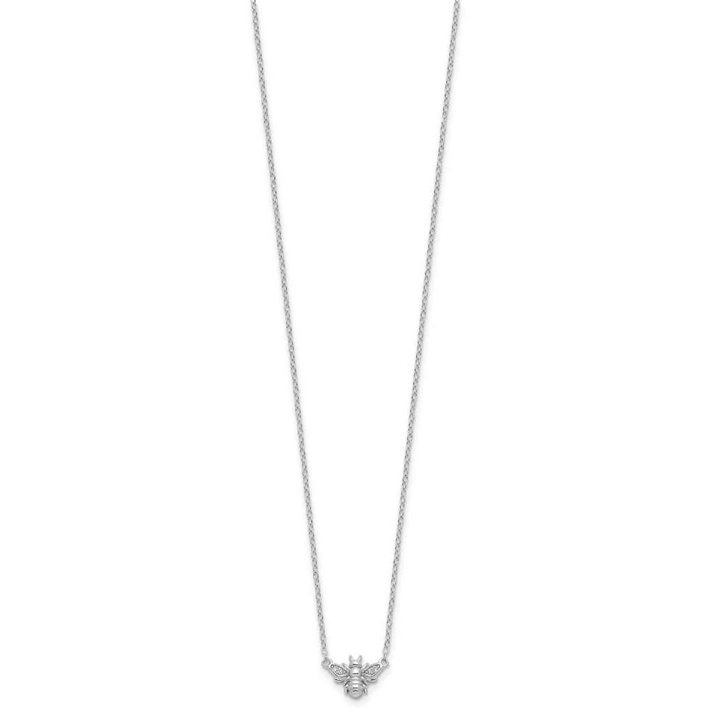 Cheryl M Sterling Silver Rhodium-plated Brilliant-cut CZ Bee 18 Inch Necklace