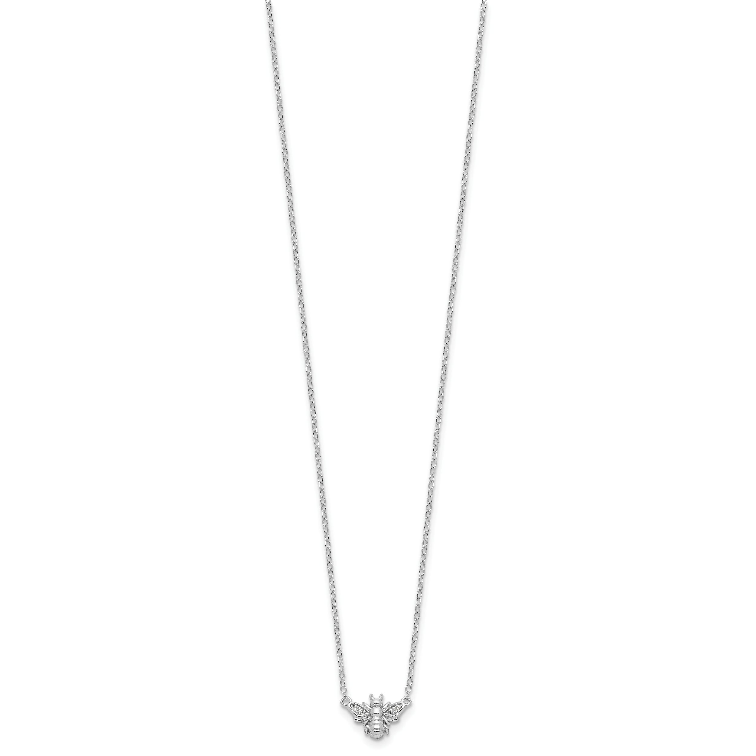 Cheryl M Sterling Silver Rhodium-plated Brilliant-cut CZ Bee 18 Inch Necklace
