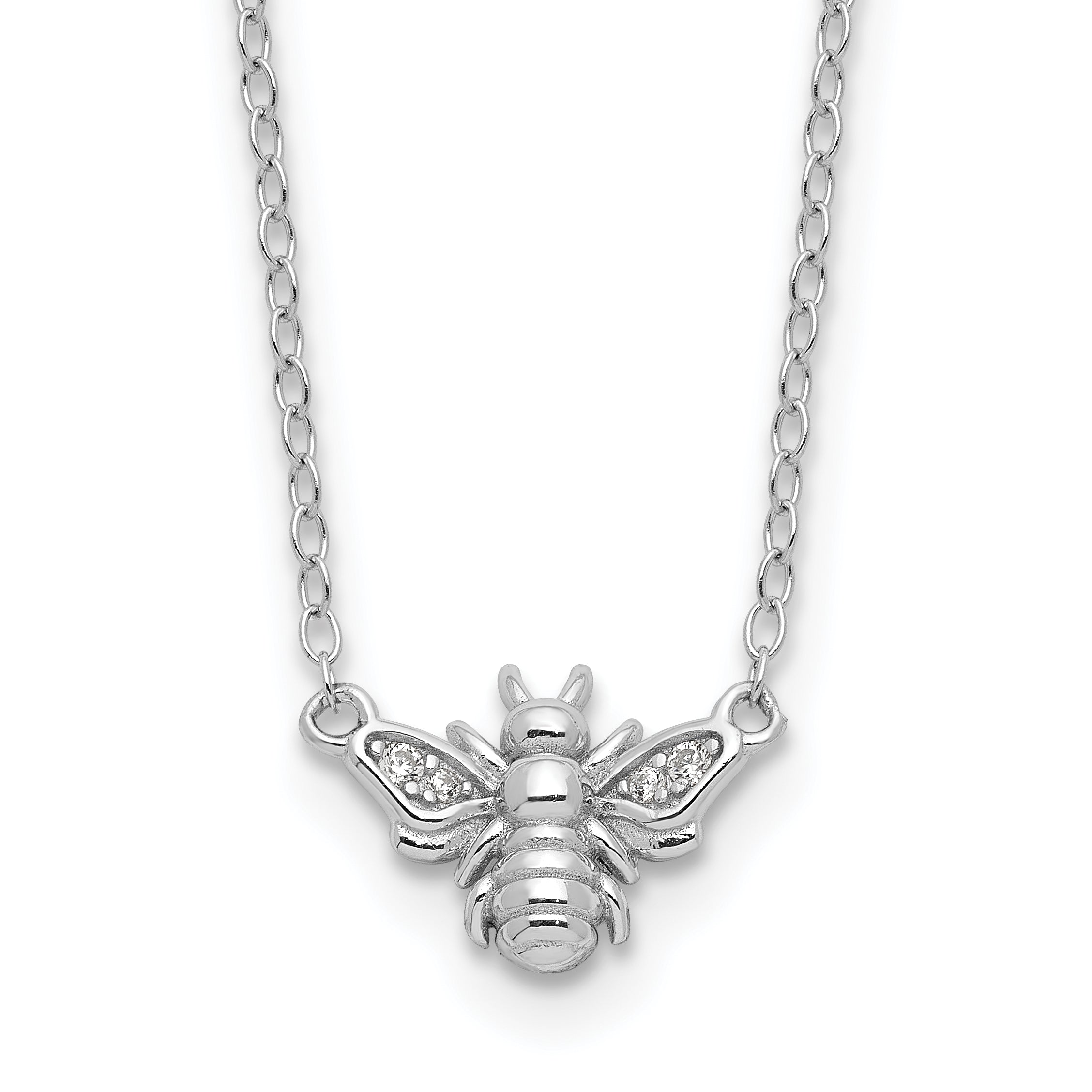 Cheryl M Sterling Silver Rhodium-plated Brilliant-cut CZ Bee 18 Inch Necklace Main image
