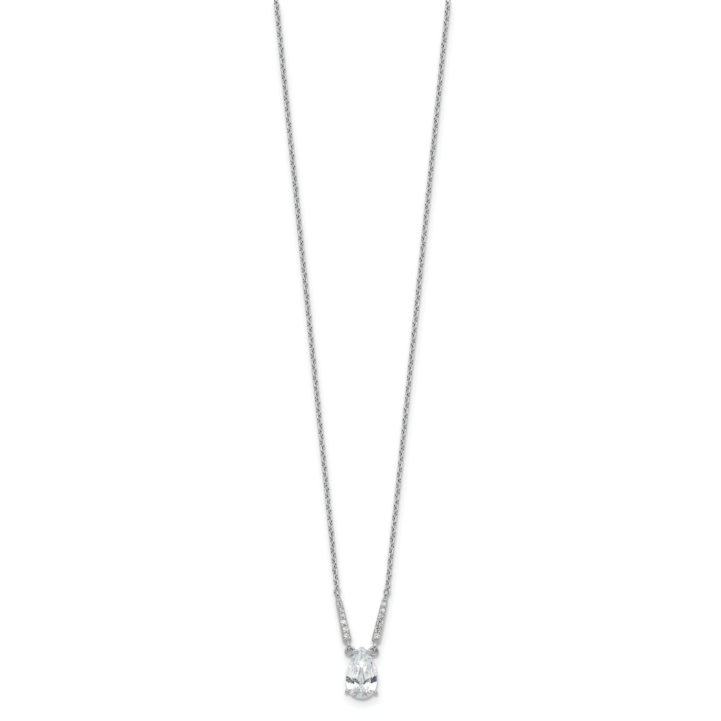 Cheryl M Sterling Silver Rhodium-plated Brilliant-cut CZ Pear Shaped 18 Inch Necklace
