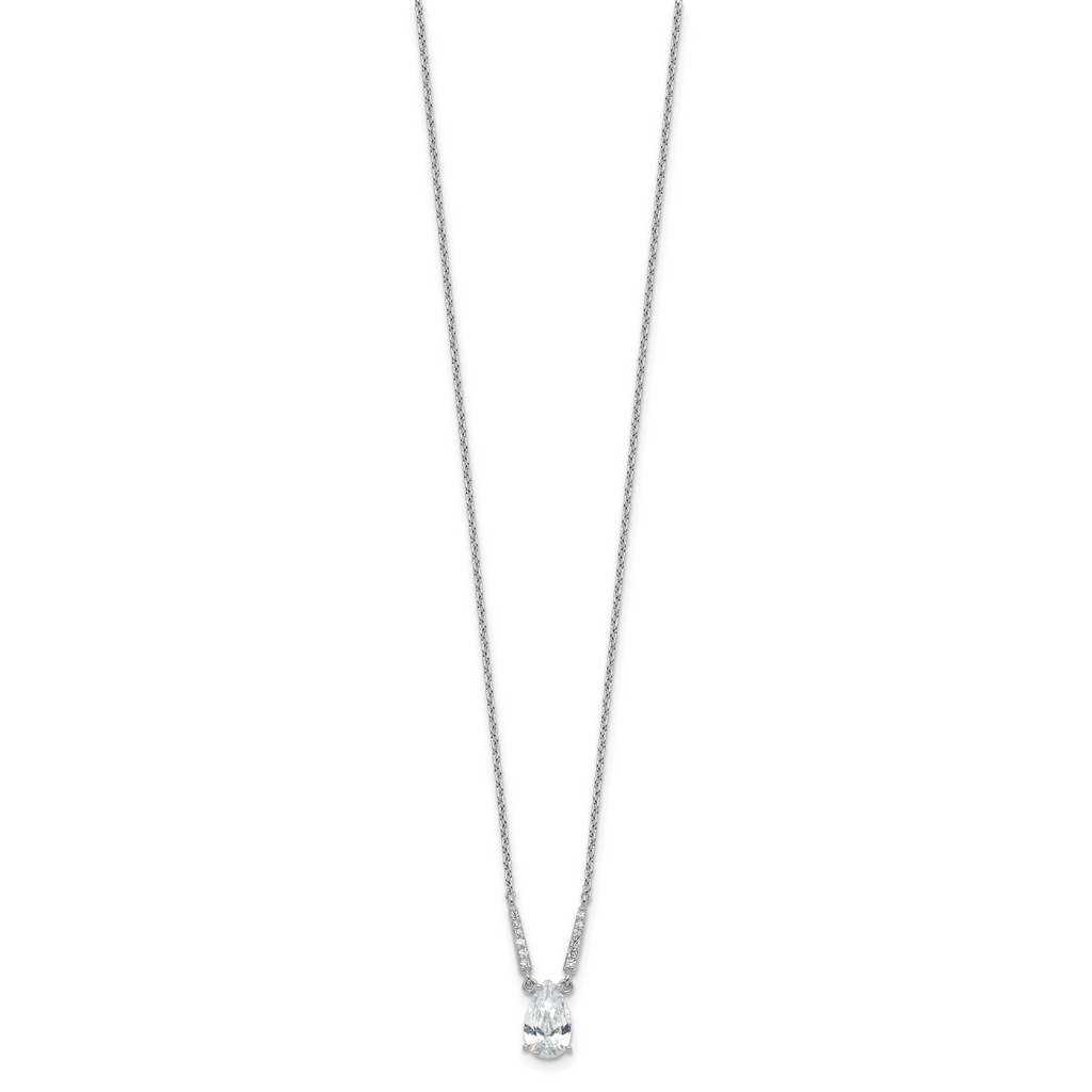 Cheryl M Sterling Silver Rhodium-plated Brilliant-cut CZ Pear Shaped 18 Inch Necklace