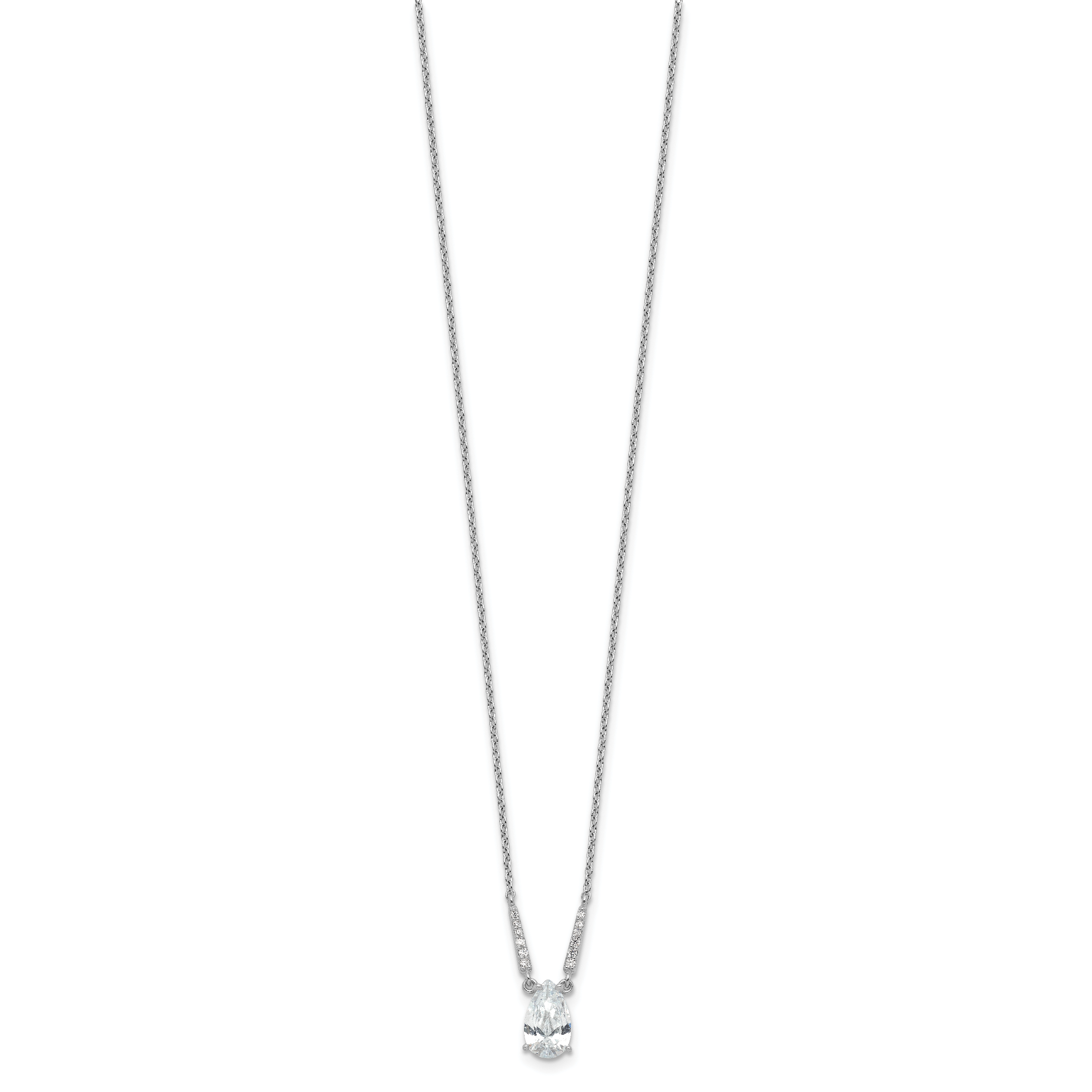 Cheryl M Sterling Silver Rhodium-plated Brilliant-cut CZ Pear Shaped 18 Inch Necklace