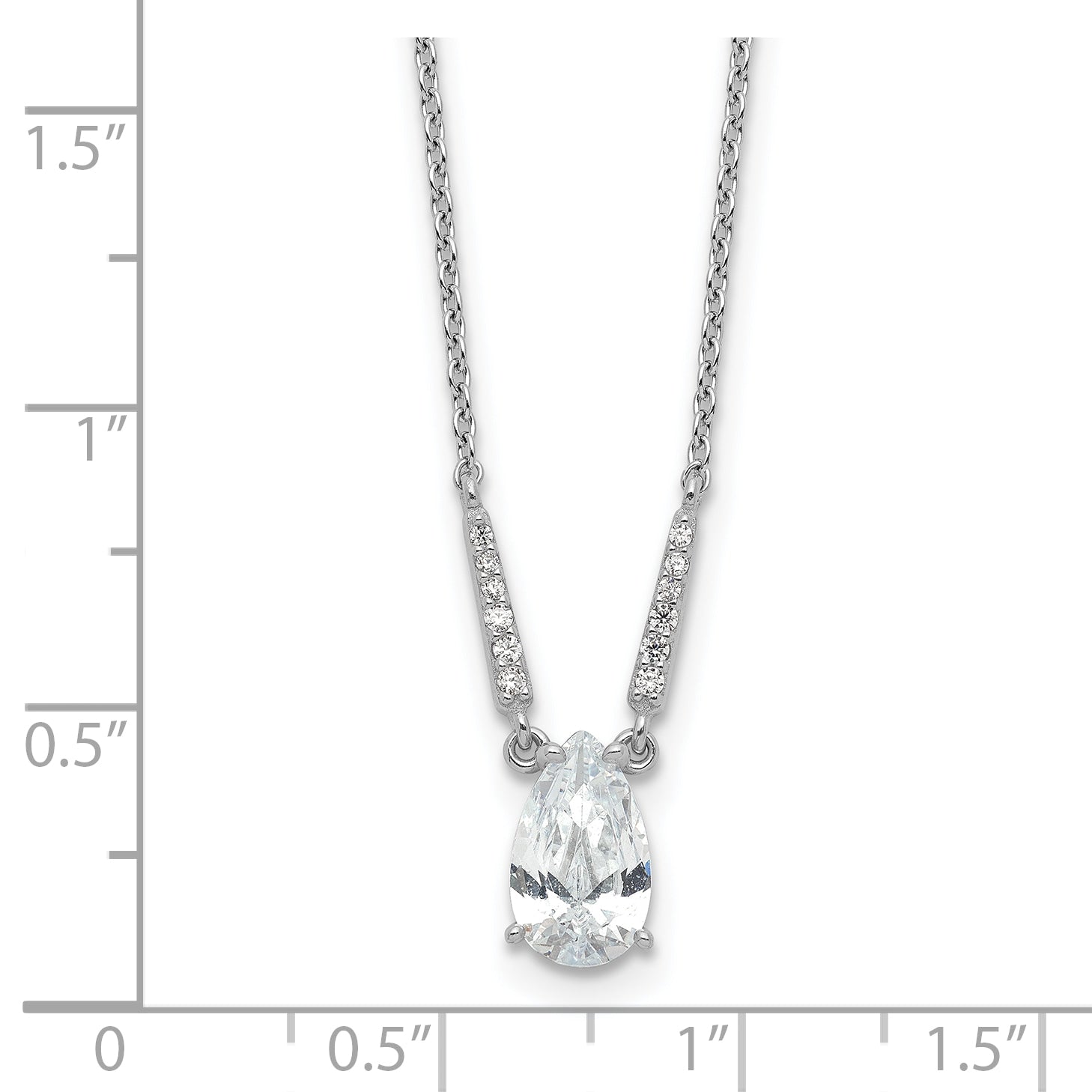Cheryl M Sterling Silver Rhodium-plated Brilliant-cut CZ Pear Shaped 18 Inch Necklace