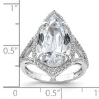 Cheryl M Sterling Silver Rhodium-plated Brilliant-cut CZ Fancy Teardrop Ring