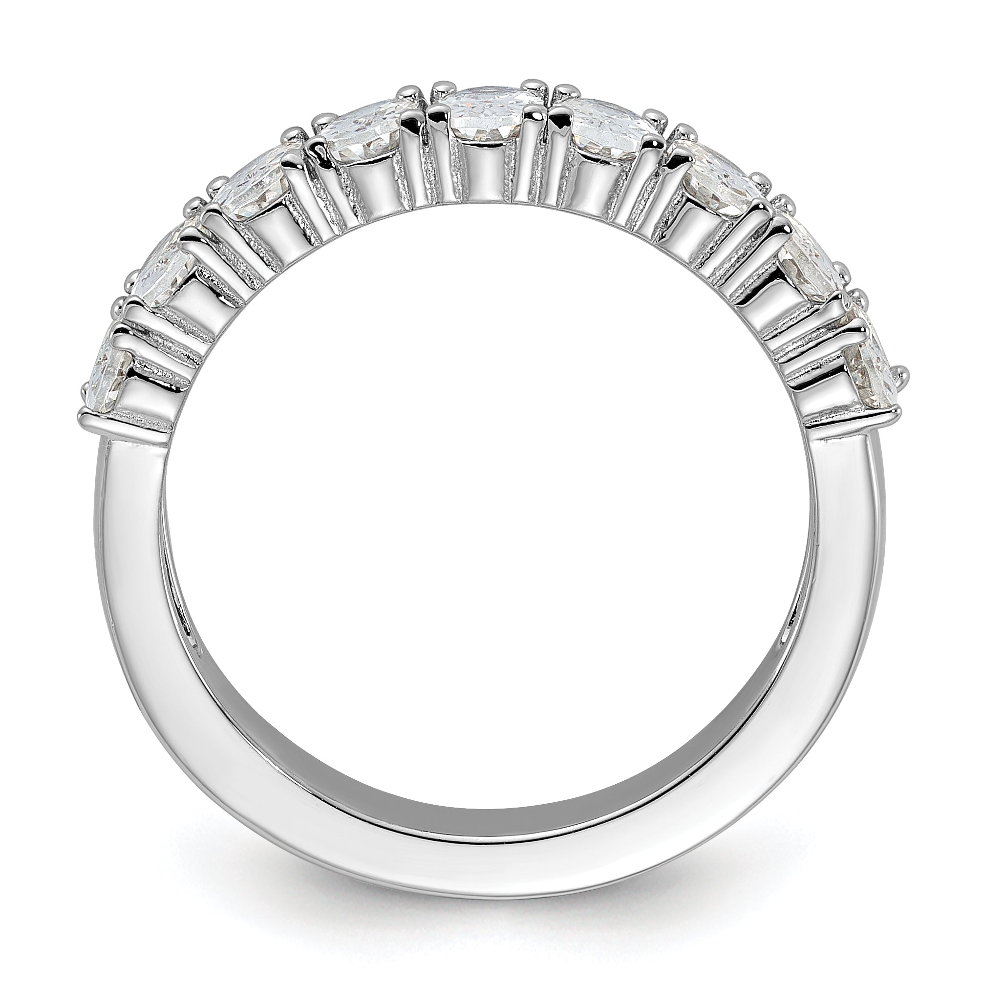 Cheryl M Sterling Silver Rhodium-plated Brilliant-cut Oval CZ 9-Stone Ring Secondary image