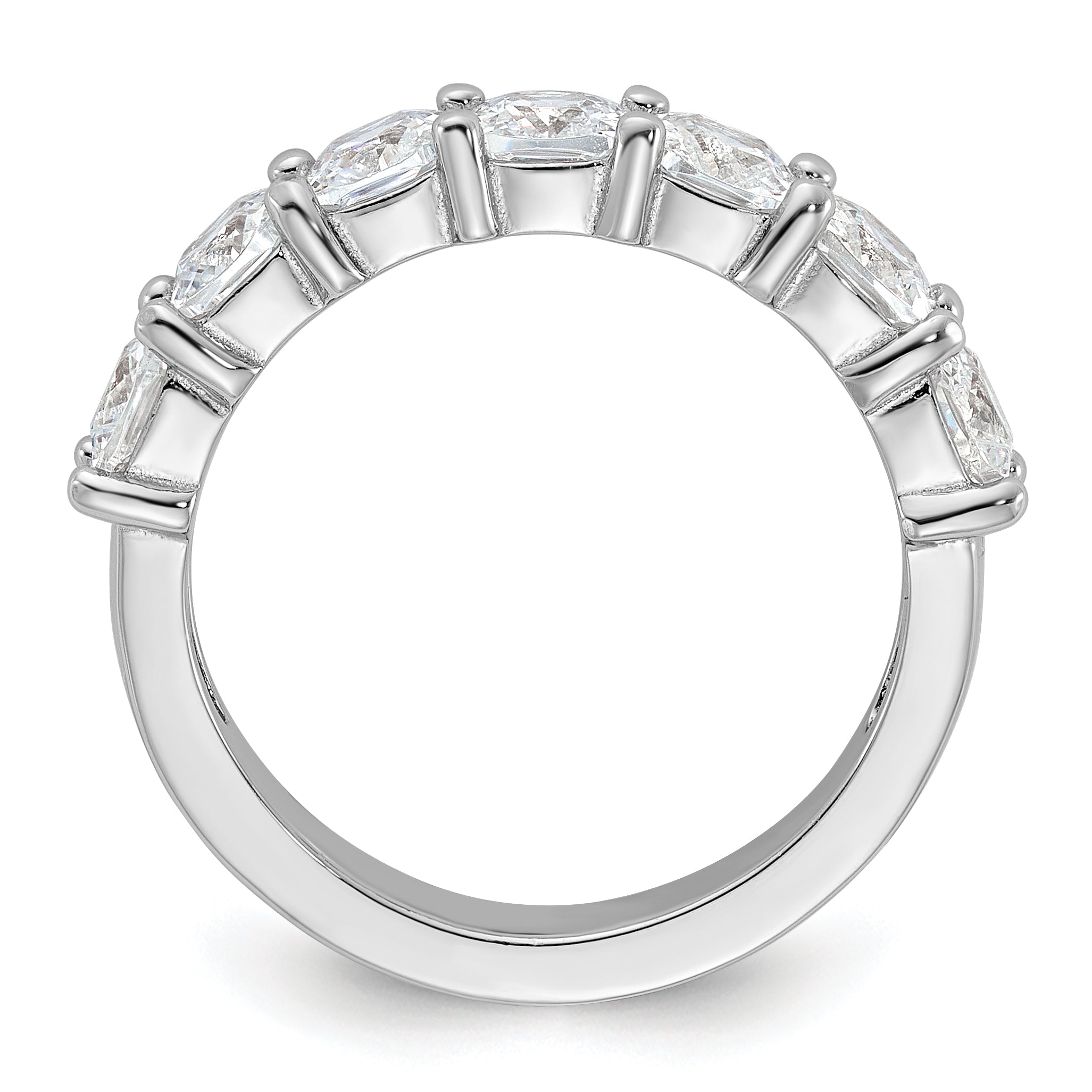Cheryl M Sterling Silver Rhodium-plated Cushion-cut CZ 7 Stone Ring Secondary image