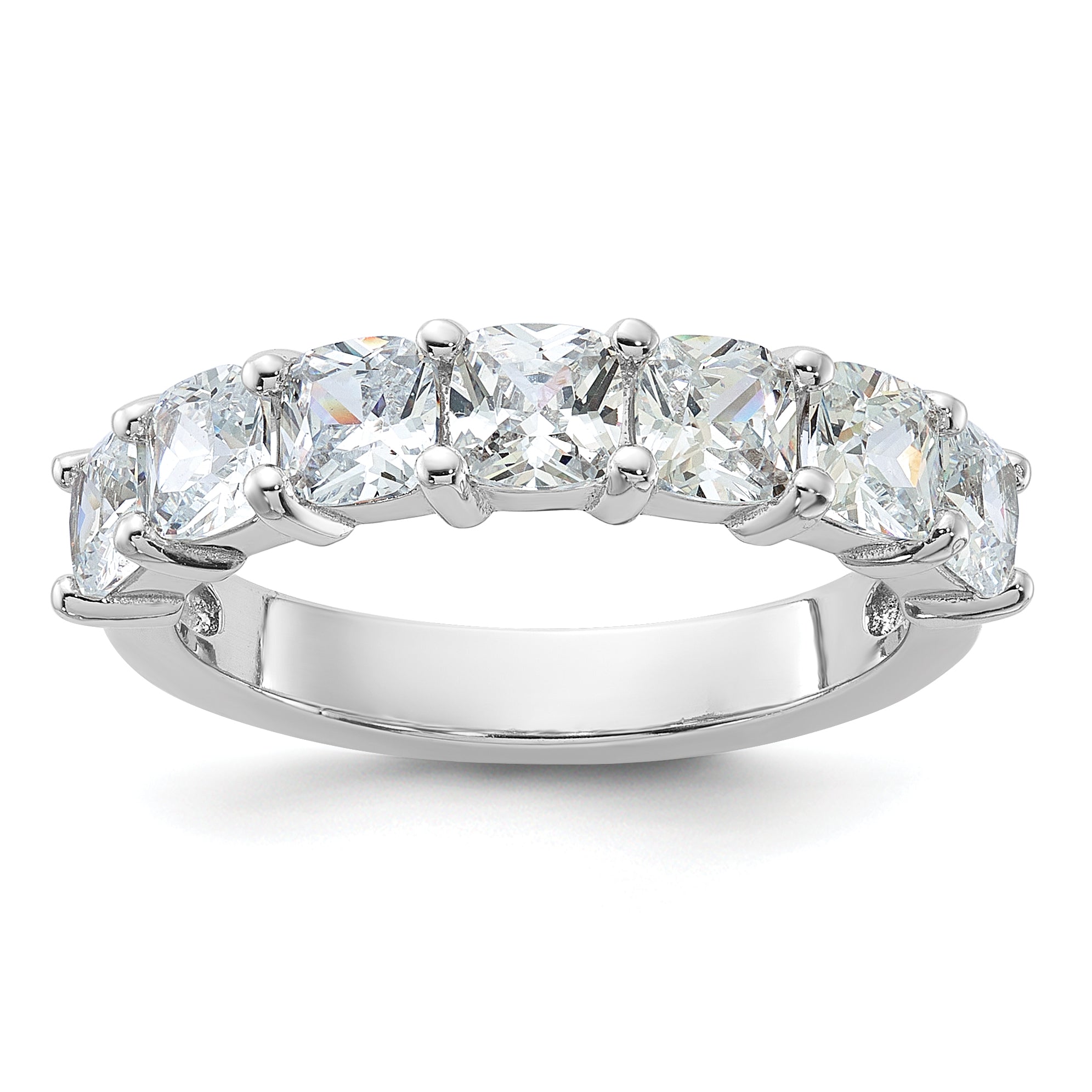 Cheryl M Sterling Silver Rhodium-plated Cushion-cut CZ 7 Stone Ring Main image
