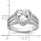 Cheryl M Sterling Silver Rhodium-plated Brilliant-cut CZ Halo Heart Ring
