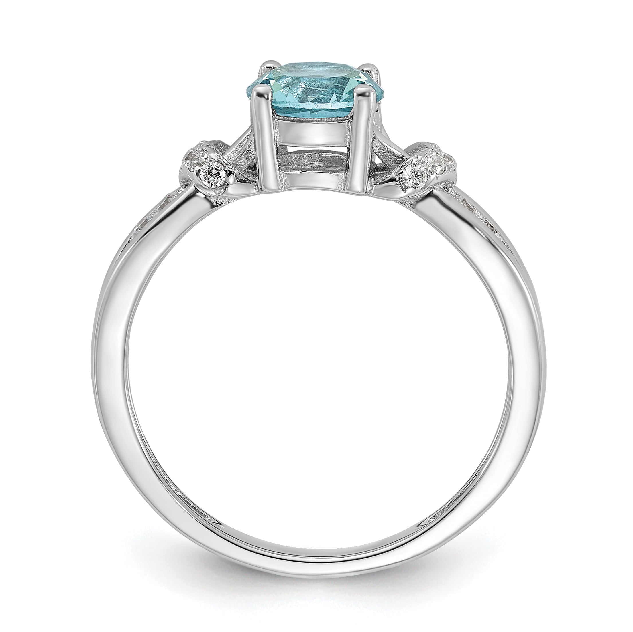 Cheryl M Sterling Silver Rhodium-plated Brilliant-cut Blue Glass and White CZ Ring Secondary image