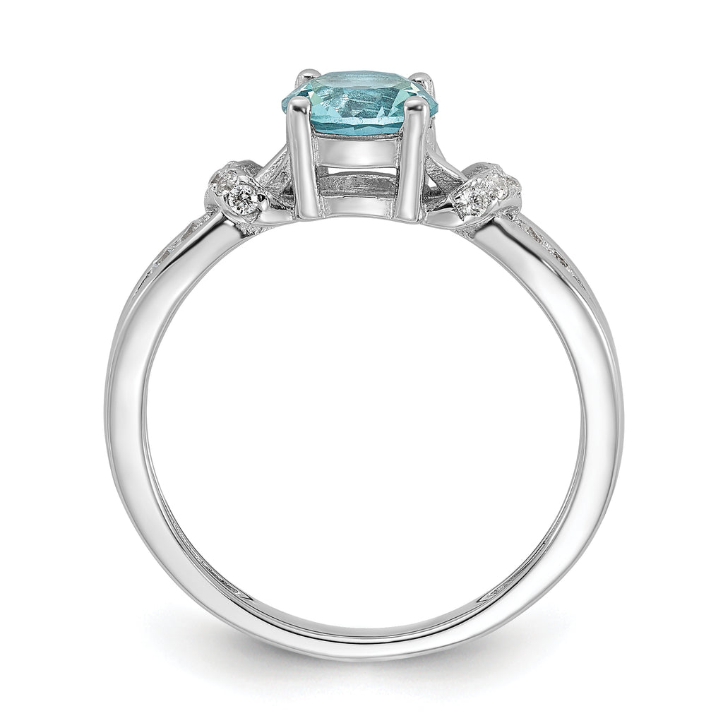 Cheryl M Sterling Silver Rhodium-plated Brilliant-cut Blue Glass and White CZ Ring