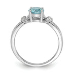 Cheryl M Sterling Silver Rhodium-plated Brilliant-cut Blue Glass and White CZ Ring