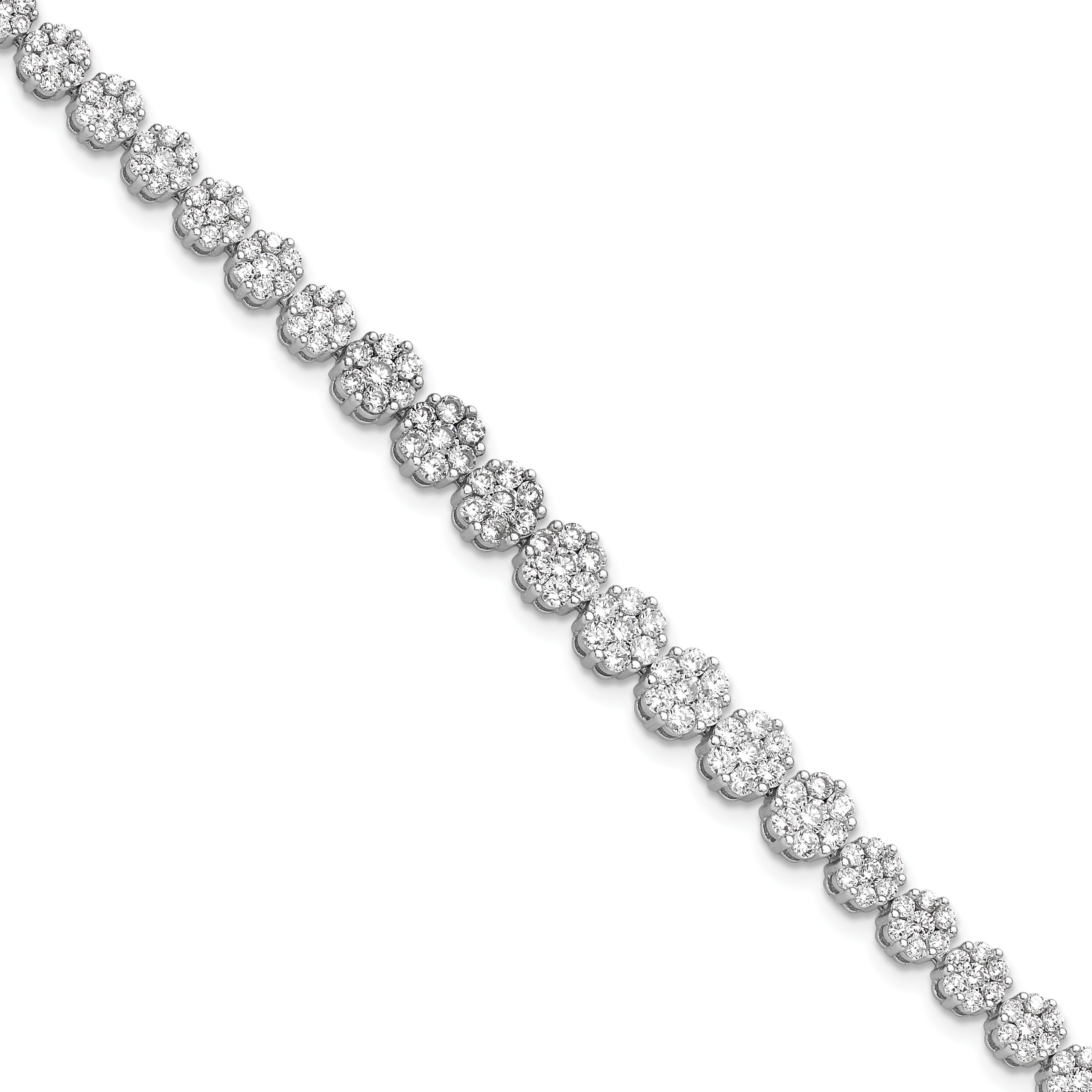 Cheryl M Sterling Silver Rhodium-Rhodium-Plated Fancy Graduated Brilliant-cut CZ Cluster 7 Inch Bracelet with 1 Inch Extender