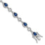Cheryl M Sterling Silver Rhodium-Rhodium-Plated Fancy Brilliant-cut Blue Glass & Brilliant-cut White CZ Circle and Teardrop 7.5 Inch Bracelet