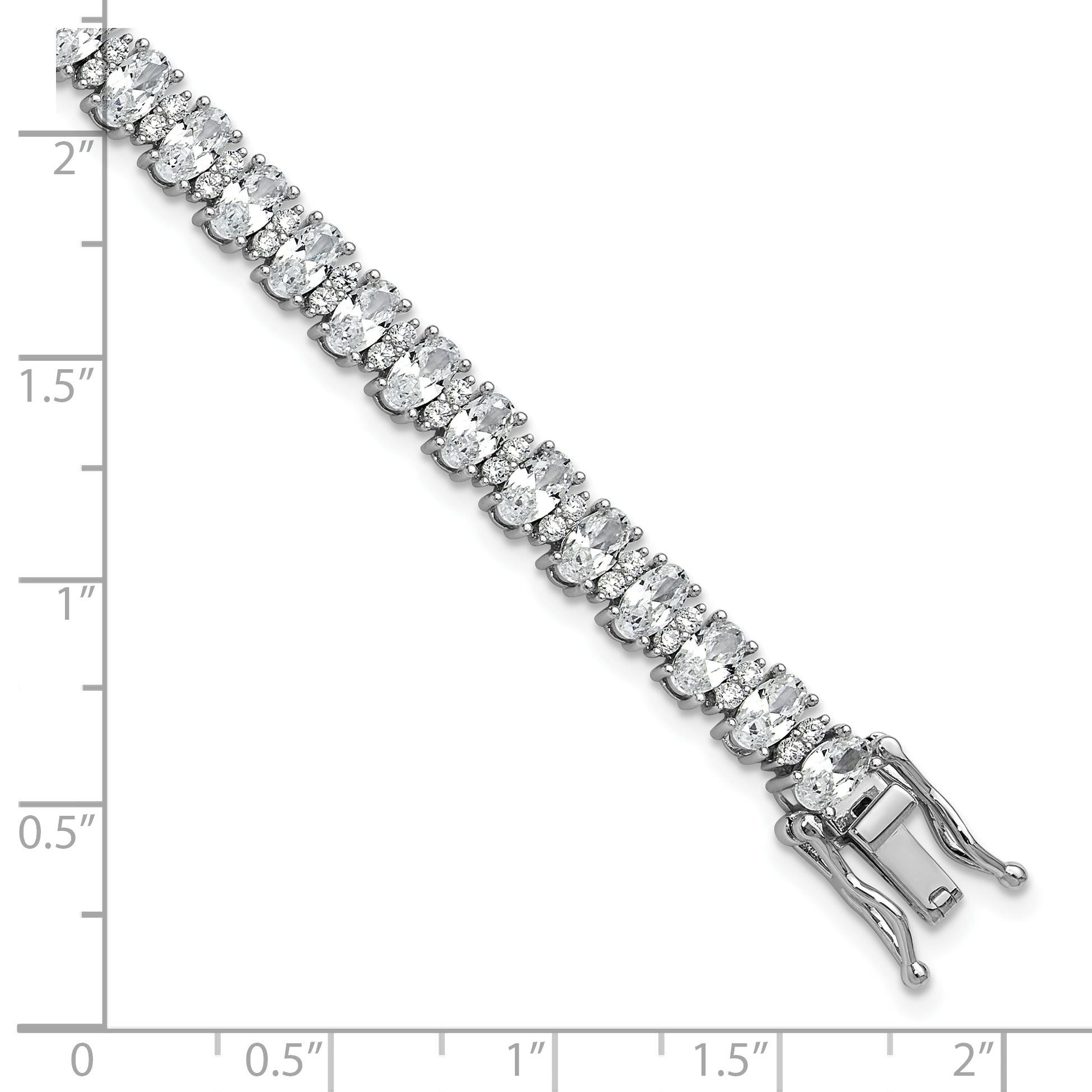 Cheryl M Sterling Silver Rhodium-plated Fancy Oval CZ Bracelet