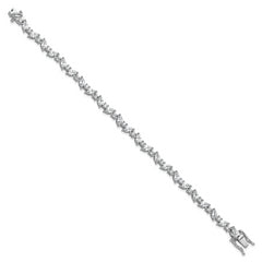 Cheryl M Sterling Silver Rhodium-plated Polished Fancy Marquise CZ Bracelet