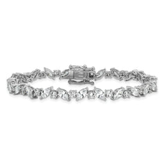Cheryl M Sterling Silver Rhodium-plated Polished Fancy Marquise CZ Bracelet