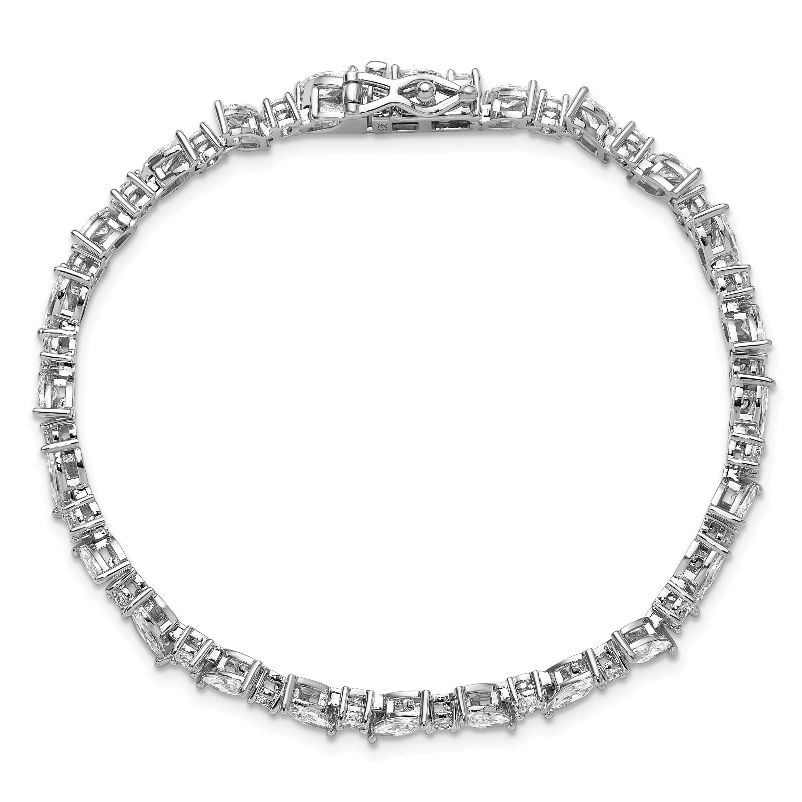 Cheryl M Sterling Silver Rhodium-plated Polished Fancy Marquise CZ Bracelet