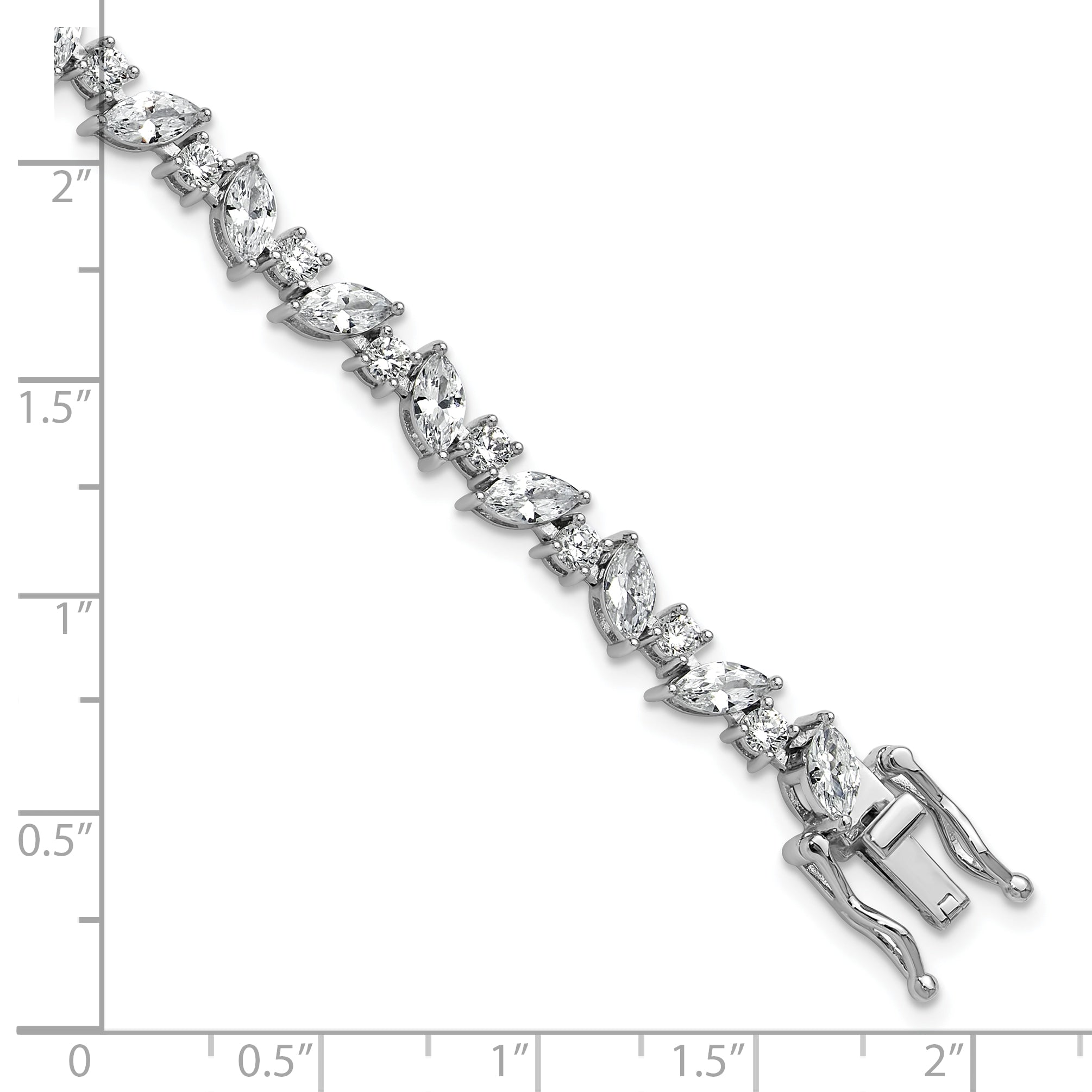 Cheryl M Sterling Silver Rhodium-plated Polished Fancy Marquise CZ Bracelet