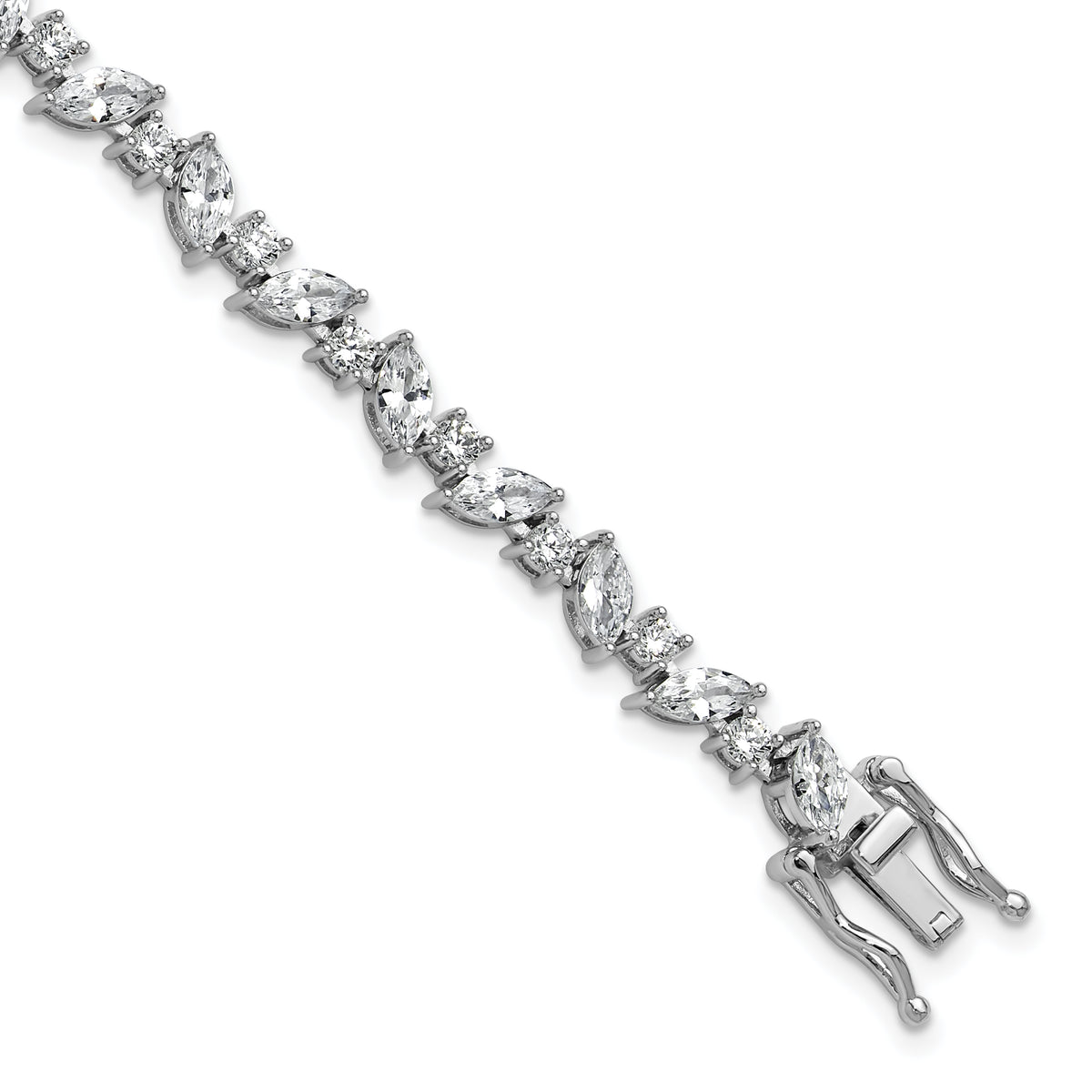 Cheryl M Sterling Silver Rhodium-plated Polished Fancy Marquise CZ Bracelet