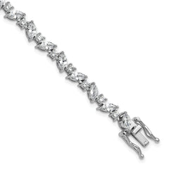 Cheryl M Sterling Silver Rhodium-plated Polished Fancy Marquise CZ Bracelet