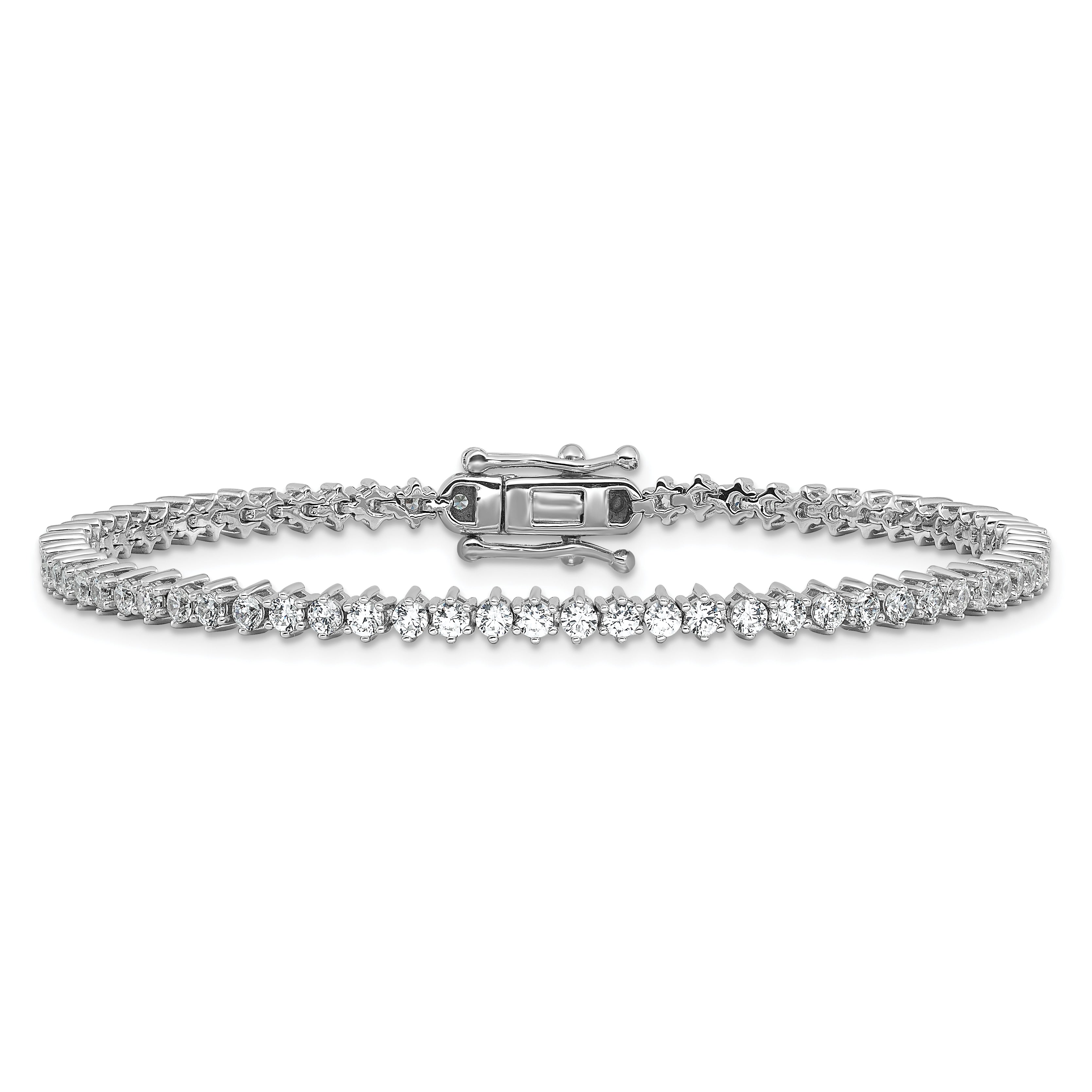 Cheryl M Sterling Silver Rhodium-plated Polished CZ Tennis Bracelet