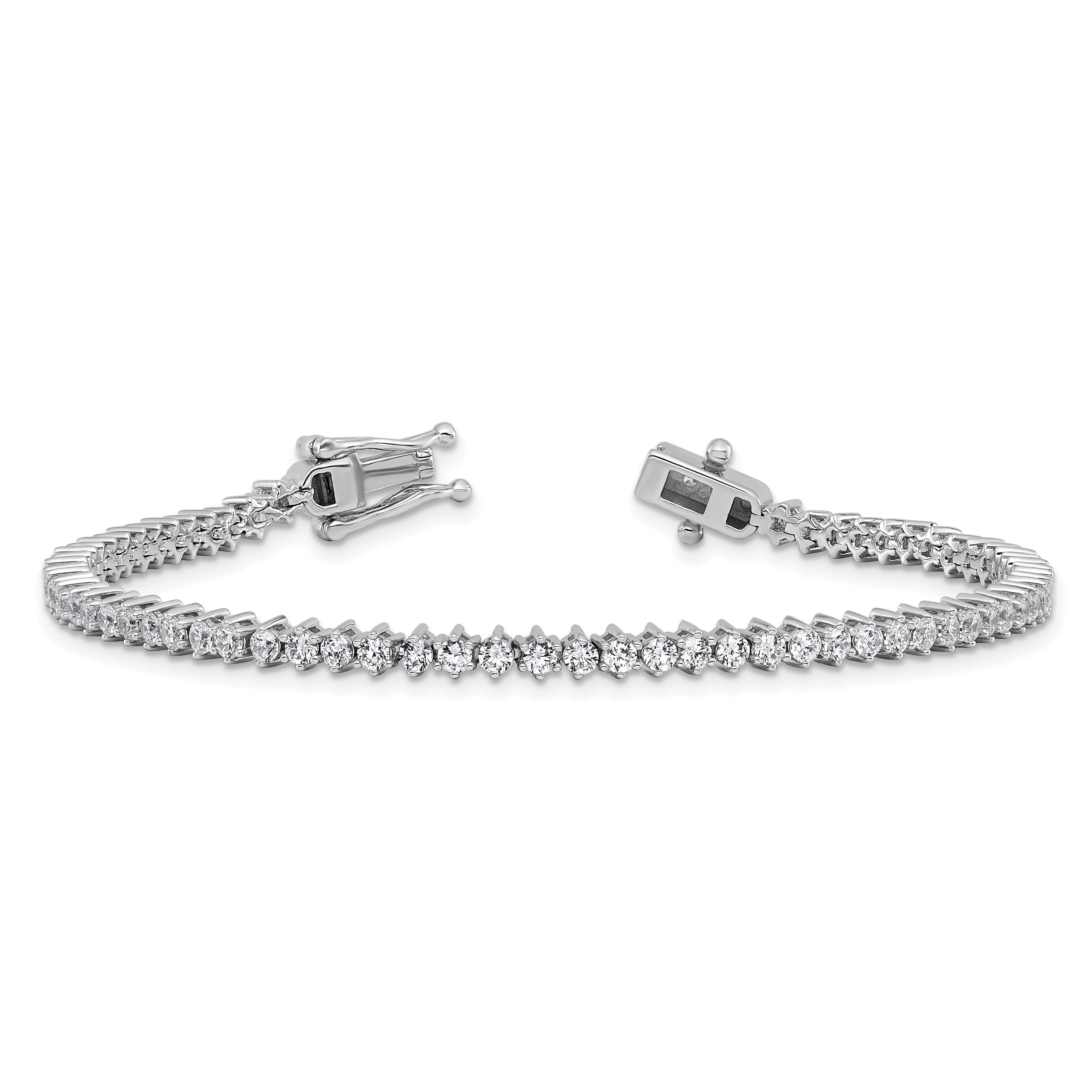 Cheryl M Sterling Silver Rhodium-plated Polished CZ Tennis Bracelet