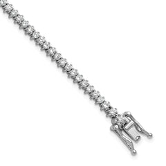 Cheryl M Sterling Silver Rhodium-plated Polished CZ Tennis Bracelet