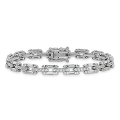 Cheryl M Sterling Silver Rhodium-plated Polished Fancy CZ Link Bracelet