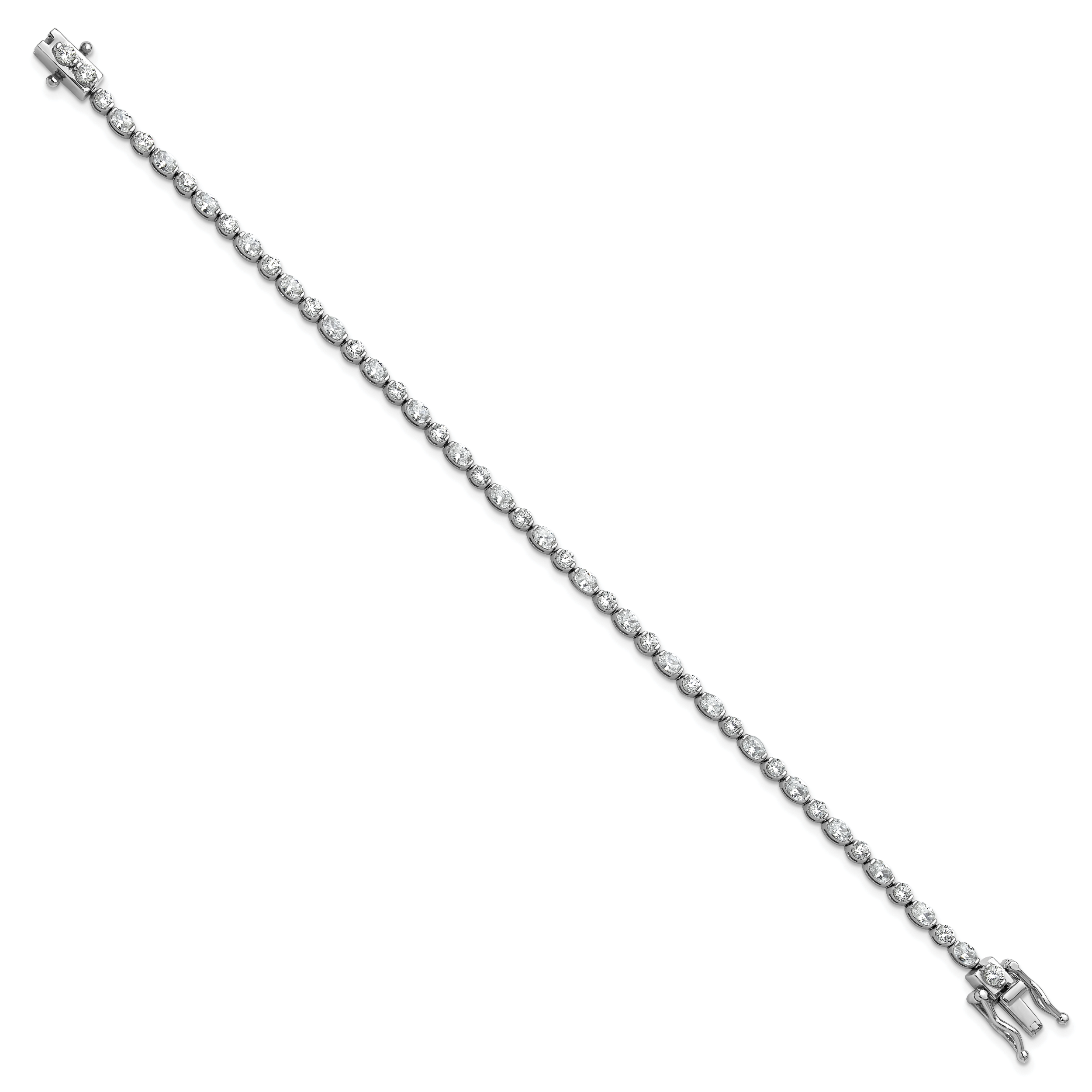 Cheryl M Sterling Silver Rhodium-plated Polished Fancy Round and Oval CZ Tennis Bracelet Secondary image