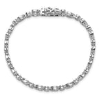 Cheryl M Sterling Silver Rhodium-plated Polished Bezel Set Round and Pear CZ Bracelet