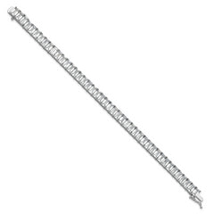 Cheryl M Sterling Silver Rhodium-plated Polished Emerald-cut CZ Tennis Bracelet