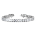 Cheryl M Sterling Silver Rhodium-plated Polished Emerald-cut CZ Tennis Bracelet