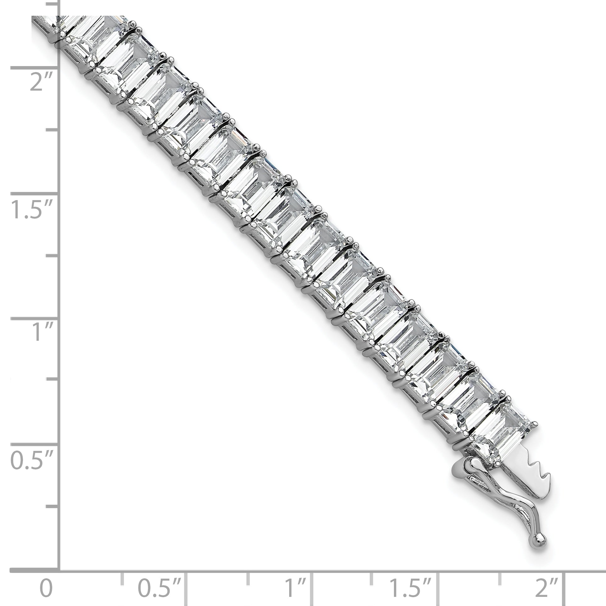 Cheryl M Sterling Silver Rhodium-plated Polished Emerald-cut CZ Tennis Bracelet