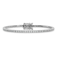 Cheryl M Sterling Silver Rhodium-plated Polished CZ with Safety Clasp Tennis Bracelet