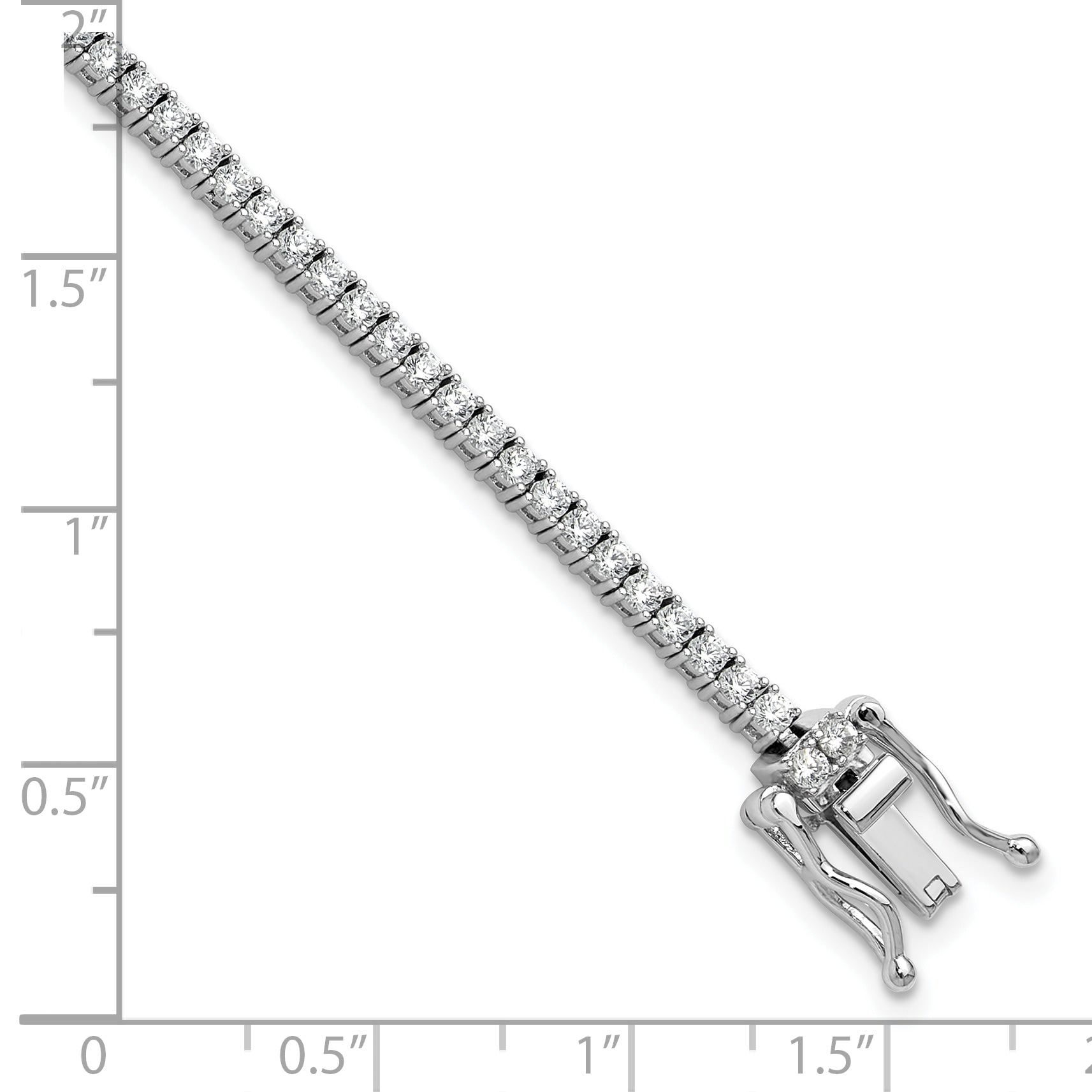 Cheryl M Sterling Silver Rhodium-plated Polished CZ with Safety Clasp Tennis Bracelet