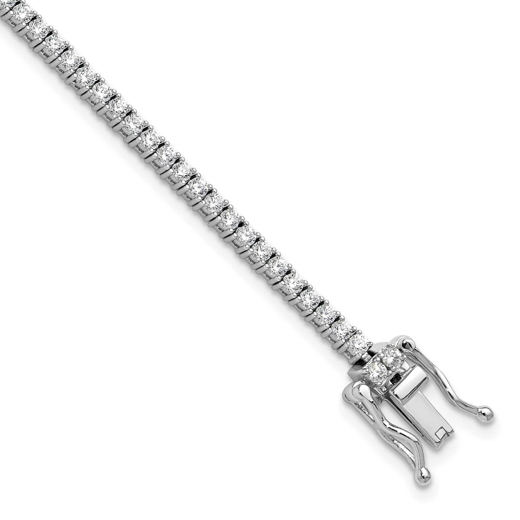 Cheryl M Sterling Silver Rhodium-plated Polished CZ with Safety Clasp Tennis Bracelet Main image