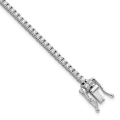 Cheryl M Sterling Silver Rhodium-plated Polished CZ with Safety Clasp Tennis Bracelet
