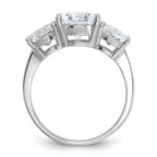 Cheryl M Sterling Silver Rhodium-plated Polished Oval CZ 3-Stone Ring